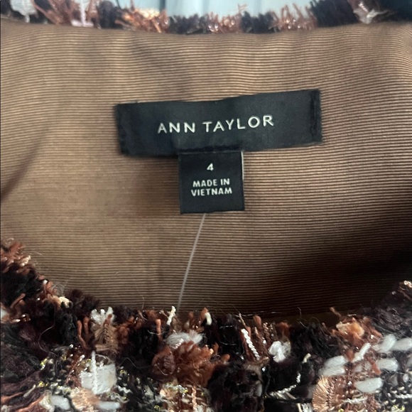 Ann Taylor Metallic Fringe Tweed Blazer Jacket Brown Size 4 NWT - Picture 8 of 12